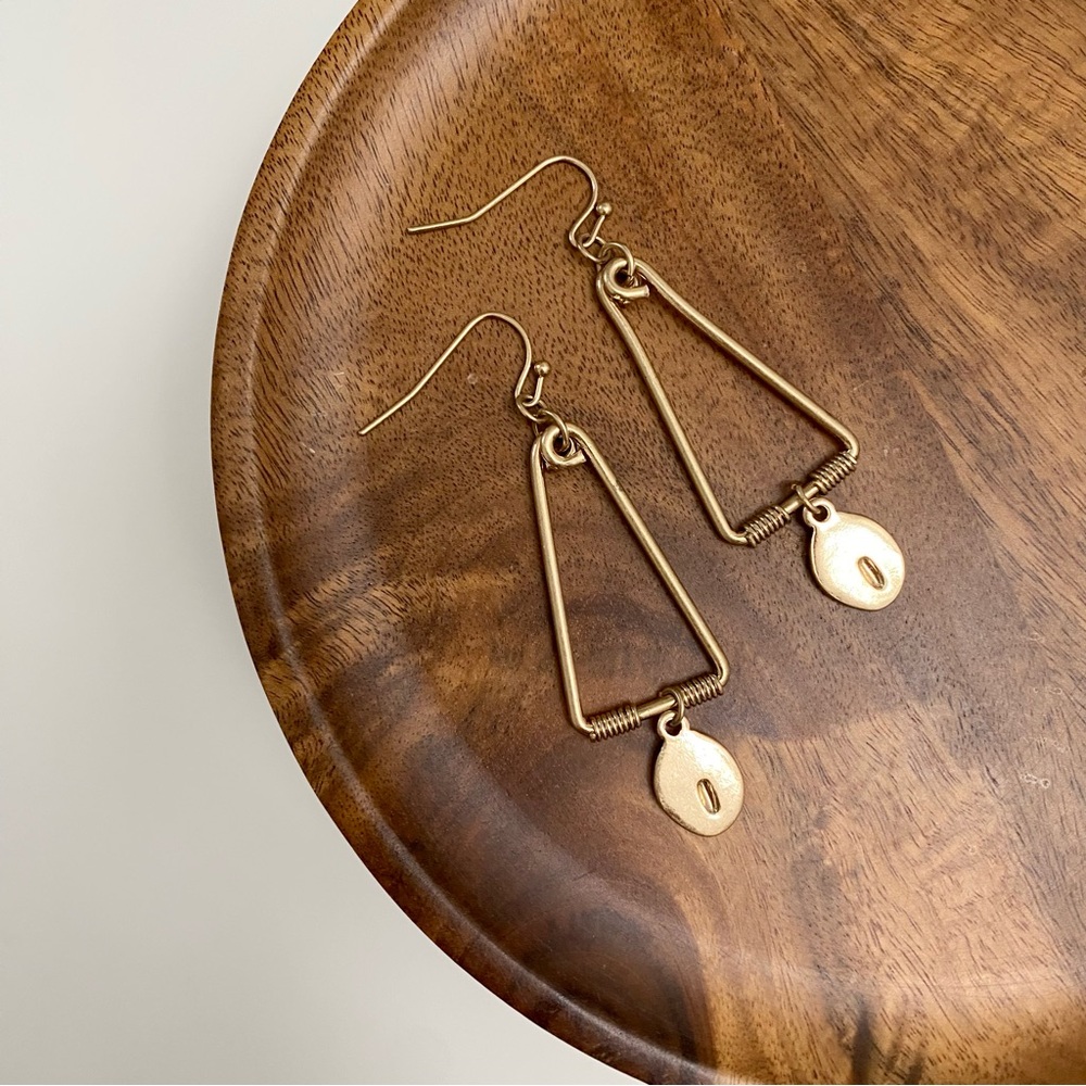 4/$15 Matte Gold Triangle Dangling Drop Earrings